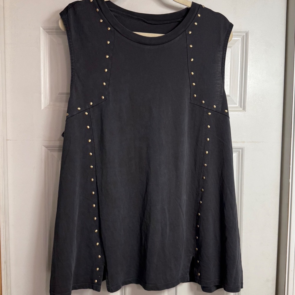 Torrid Heritage Phantom Gray Studded Cotton Muscle Tank Top 1X 14-16 NEW